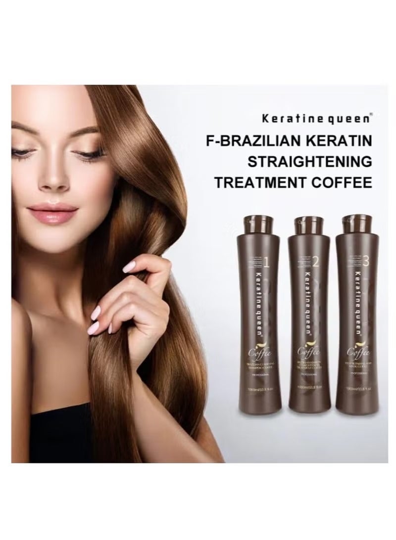 كيراتين كوين مجموعة كيراتين كوين كوفي (3 في 1) شامبو احترافي، علاج بالكيراتين، وقناع ترميم عميق 1000 مل - Image 2